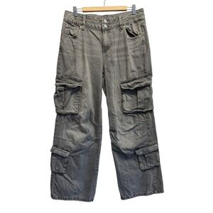 Garage Denim Cargo Jeans Baggy Multi Pocket Gray Women 10